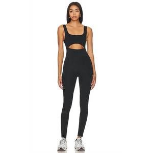 Black Cutout Leggings Jumpsuit - Women's Sleek One-Piece